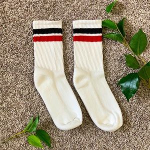 White Black Red Stripes Socks Kids Girl's Boy's Unisex Juniors Vintage Style